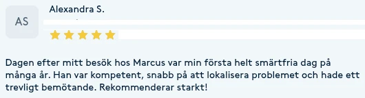 Recension: Alexandra S. ger 5 stjärnor till Marcus Andersson på Bokadirekt